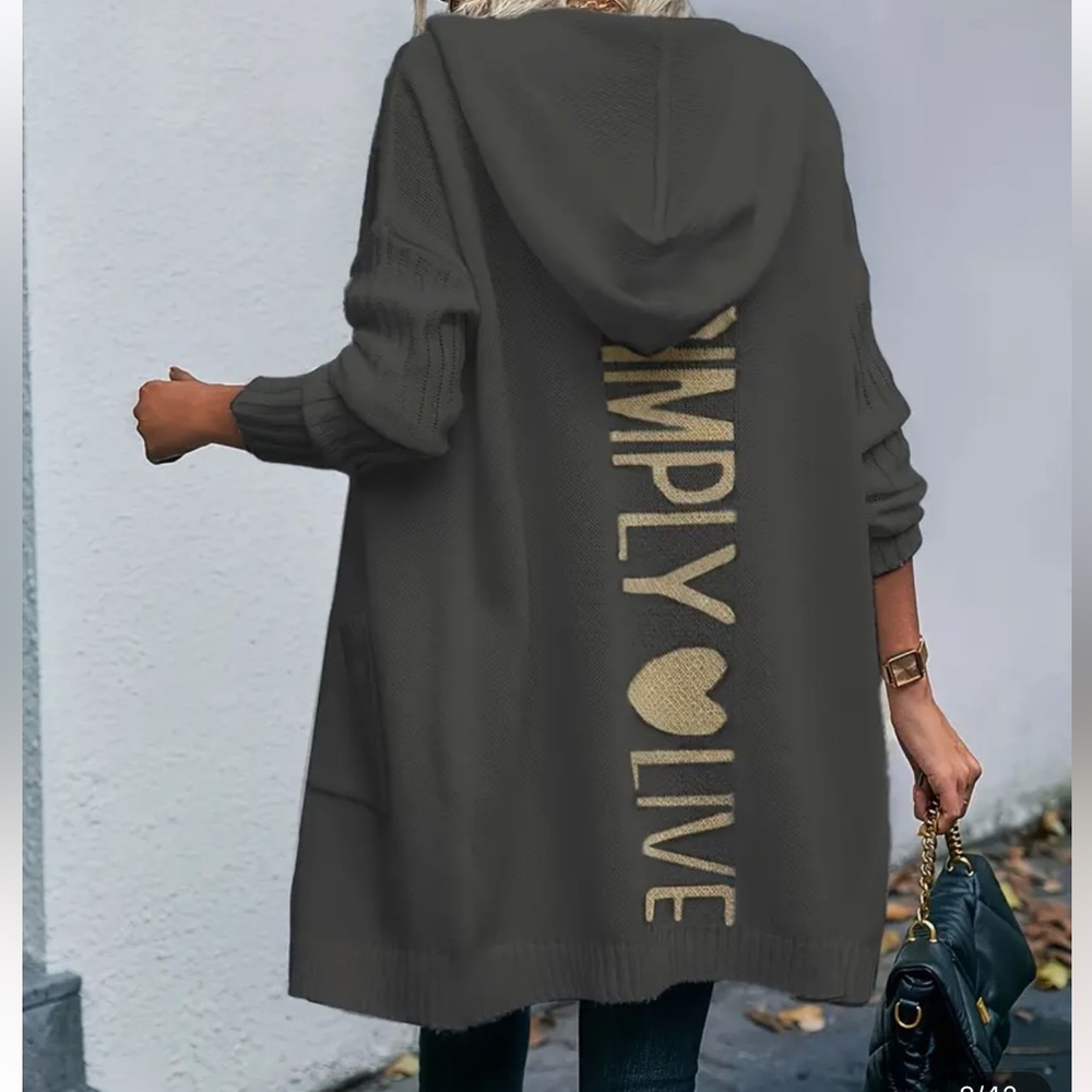 Women's Gray Hooded Cardigan